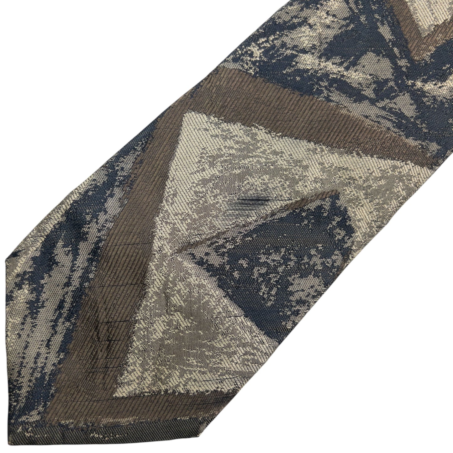 Vintage 90s Issey Miyake Pattern Silk Tie | O/S, Blue, Beige, Brown