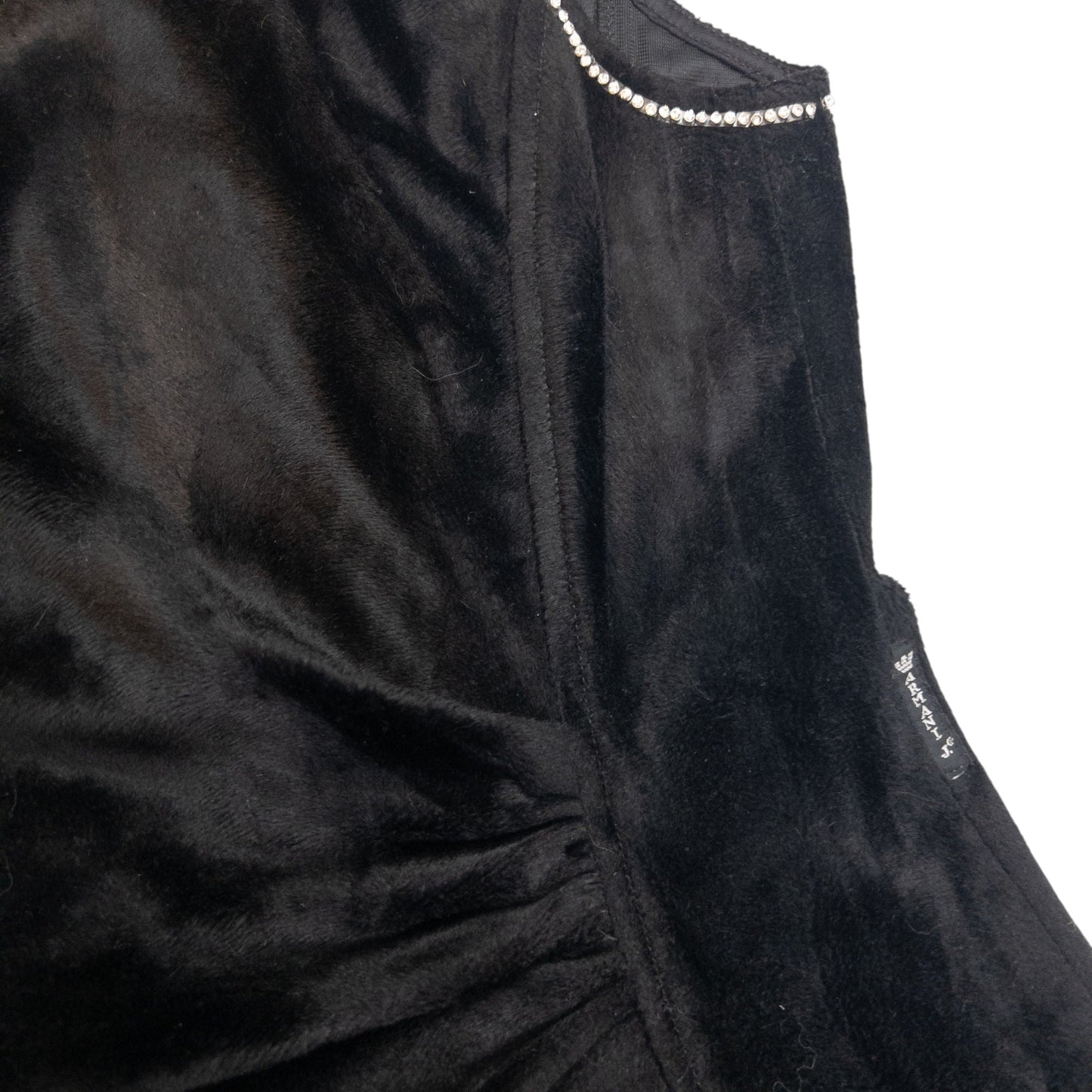 Vintage Armani Jeans Velour Diamonte Trim Dress Womens Size S