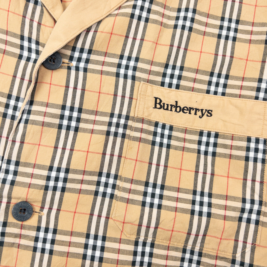 Vintage 90s Burberry Nova Check Long Sleeve Button Up Pyjama Shirt Size L | Large, Red