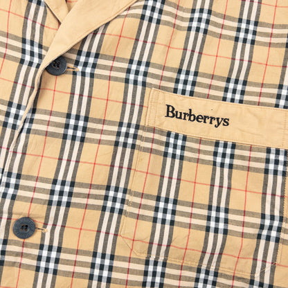 Vintage 90s Burberry Nova Check Long Sleeve Button Up Pyjama Shirt Size L | Large, Red