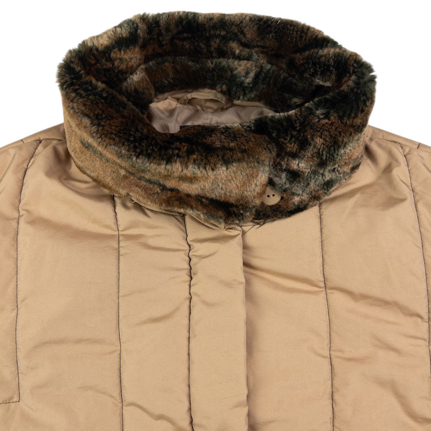 Vintage Burberry Fur Collar Padded Jacket Womens Size L