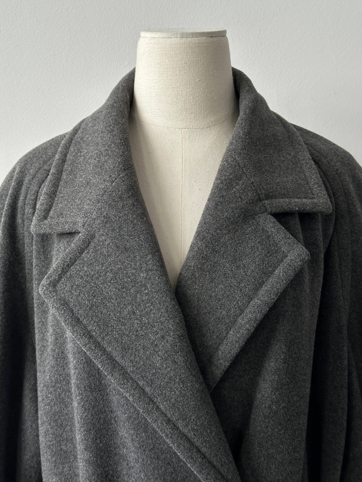 British Vintage 1990s Wool Cashmere Belted Double Breasted Coat - XL