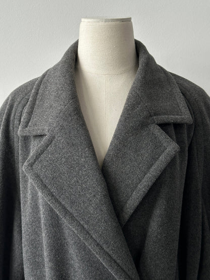 British Vintage 1990s Wool Cashmere Belted Double Breasted Coat - XL