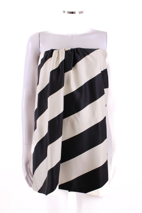 Saint Laurent Silk Bandeau Mini Dress Black & White 38 | Default Title, Black