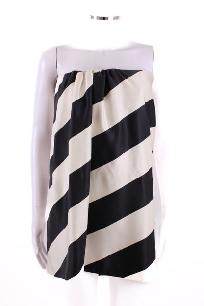 Saint Laurent Silk Bandeau Mini Dress Black & White 38 | Default Title, Black