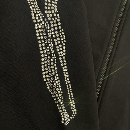 Vanson Leathers 50th Anniversary Rhinestone Skeleton Hoodie - XL | XL, Black
