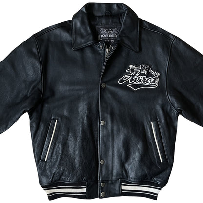 Avirex Spell Out Leather Varsity Jacket - M | Medium, Red