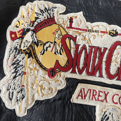 Avirex 'Sioux Chiefs' Leather Varsity Jacket - M | Medium, Black