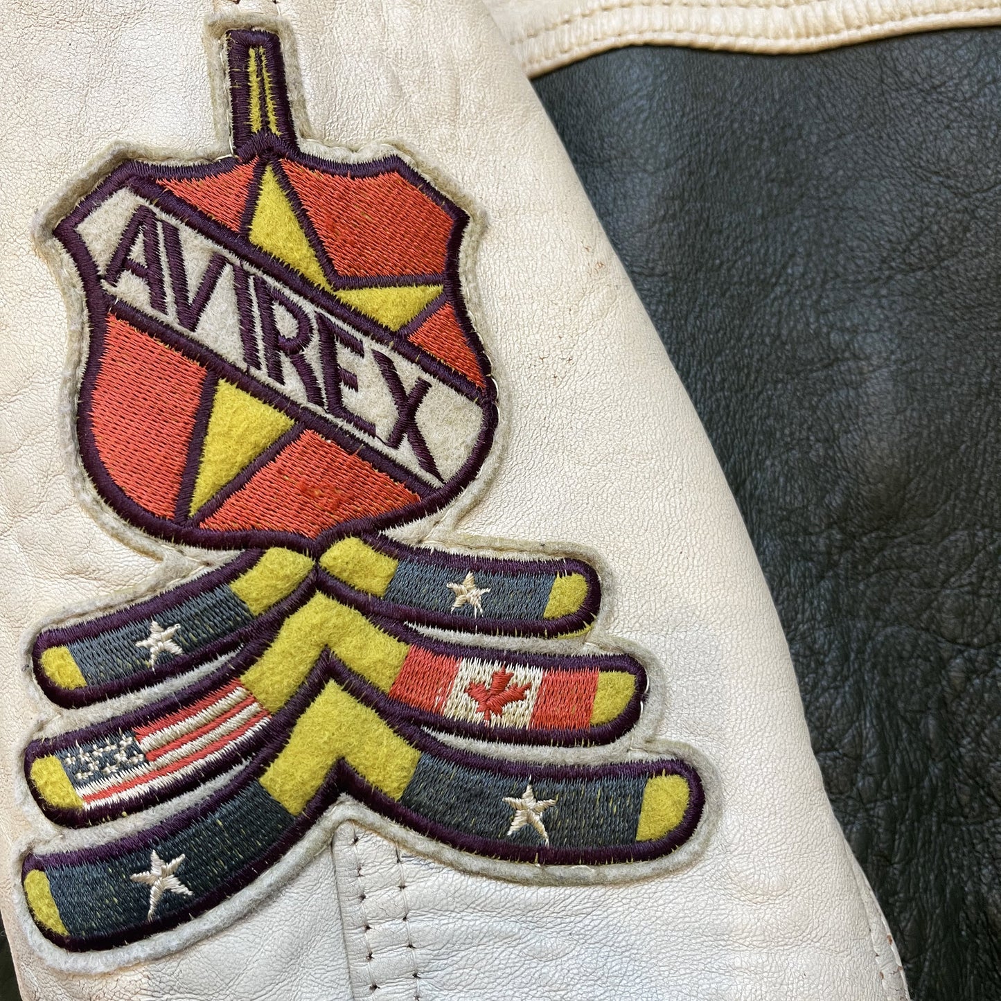 Avirex Wild Bears Leather Varsity Jacket - S