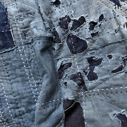 Indigo Boro Sashiko Distressed Denim Trucker Jacket - M