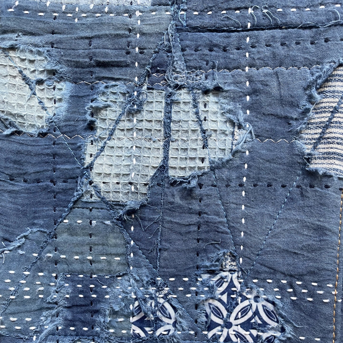 Indigo Boro Sashiko Distressed 501 Jeans - W32"