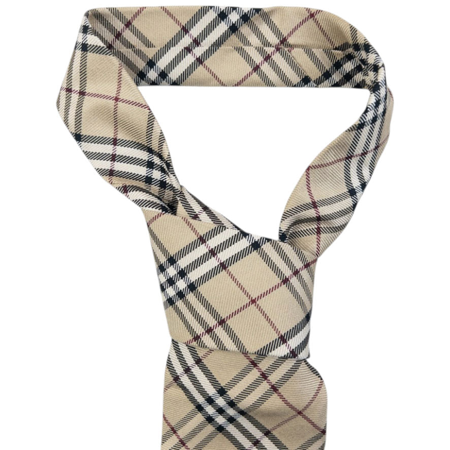 Vintage 2000s Burberry Nova Check Silk Tie | O/S, Beige