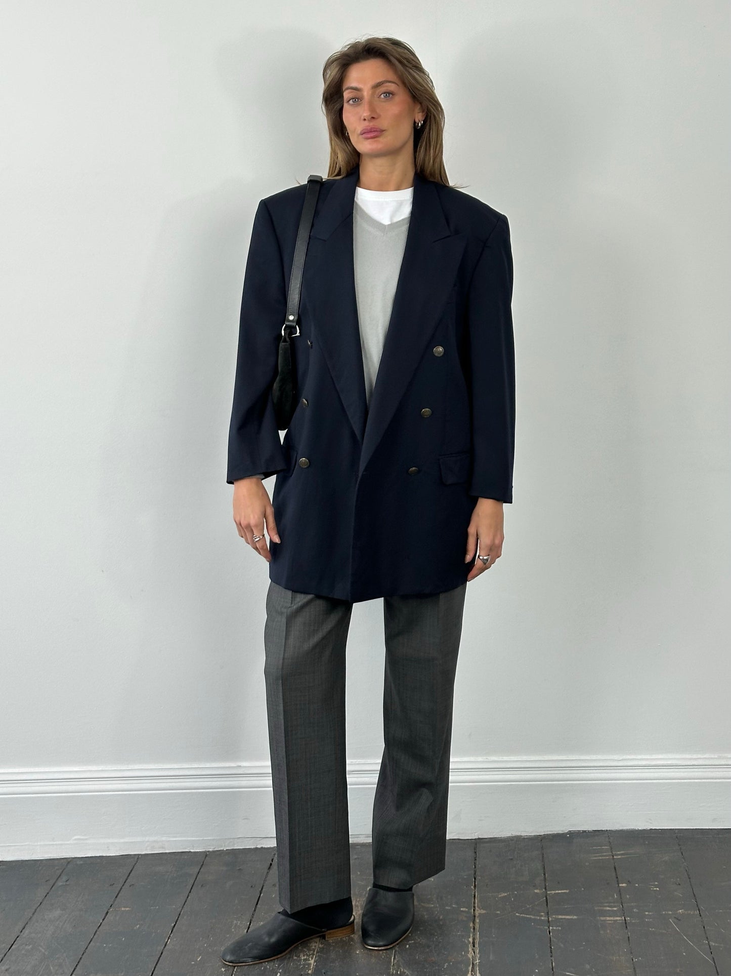 Yves Saint Laurent 1980s Bespoke Button Pure Wool Double Breasted Blazer - XL/XXL