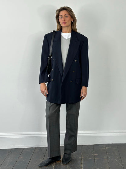 Yves Saint Laurent 1980s Bespoke Button Pure Wool Double Breasted Blazer - XL/XXL