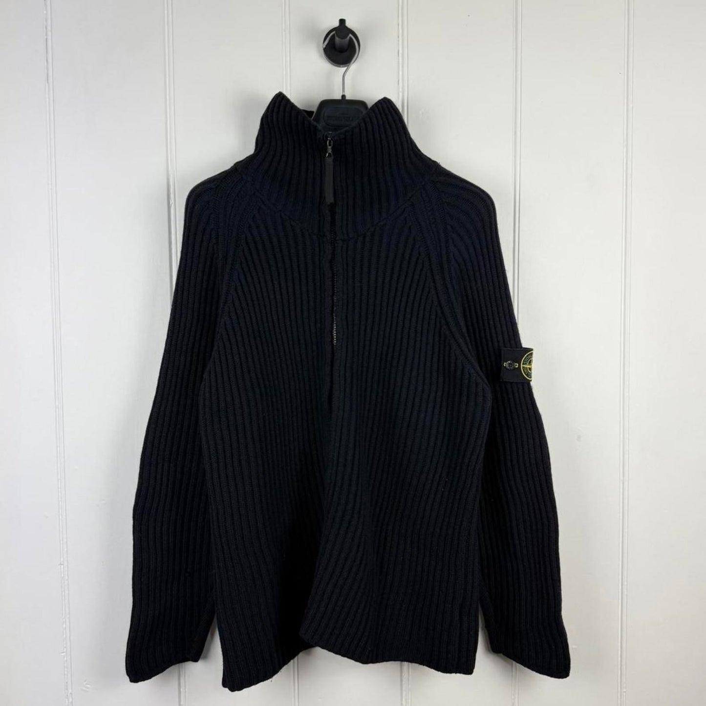 Stone Island Early 2000s Full Zip Ribbed Knit (L) | Large, Red