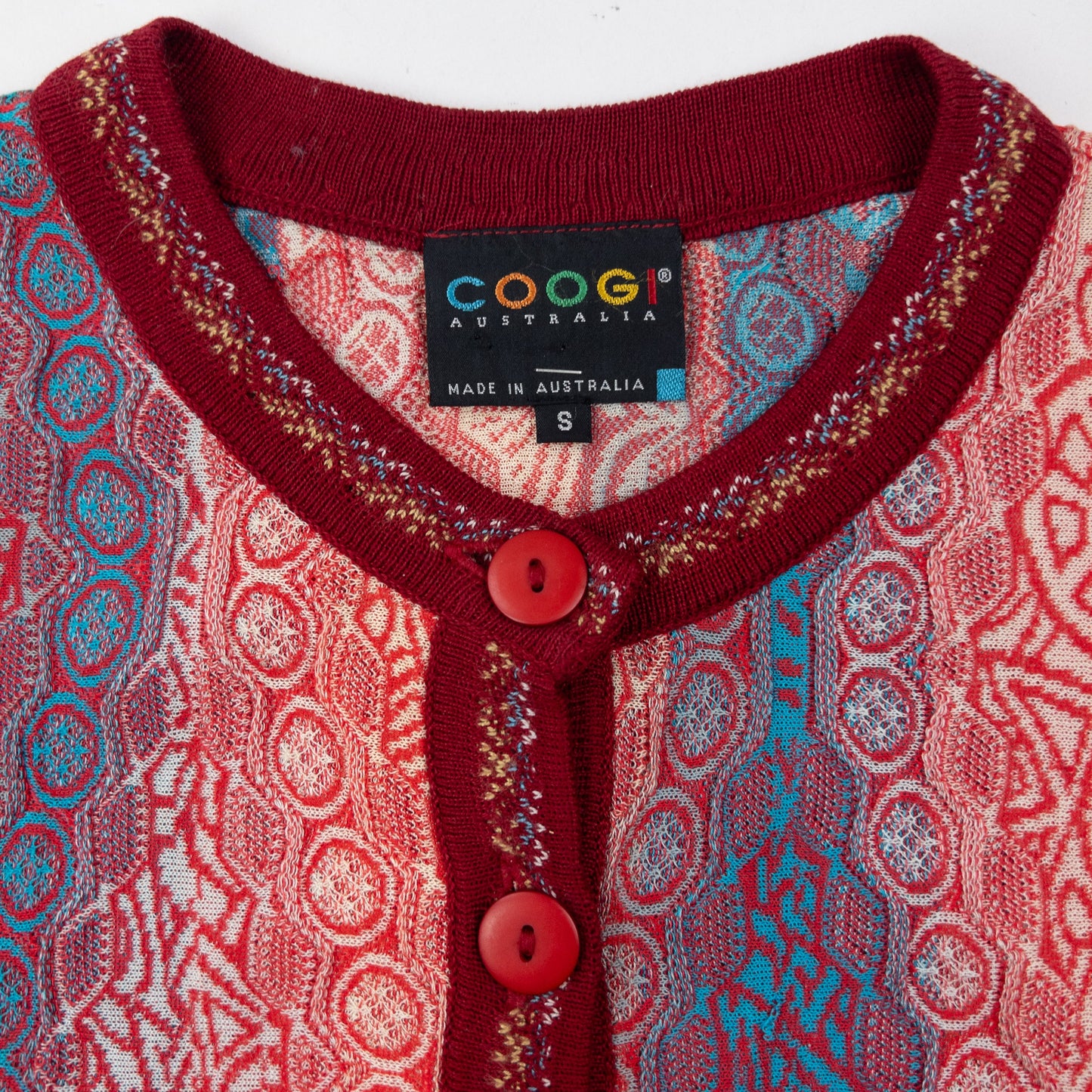 Vintage Coogi Mix Pattern Cardigan Size S | Small, Red, Blue, Multicolour