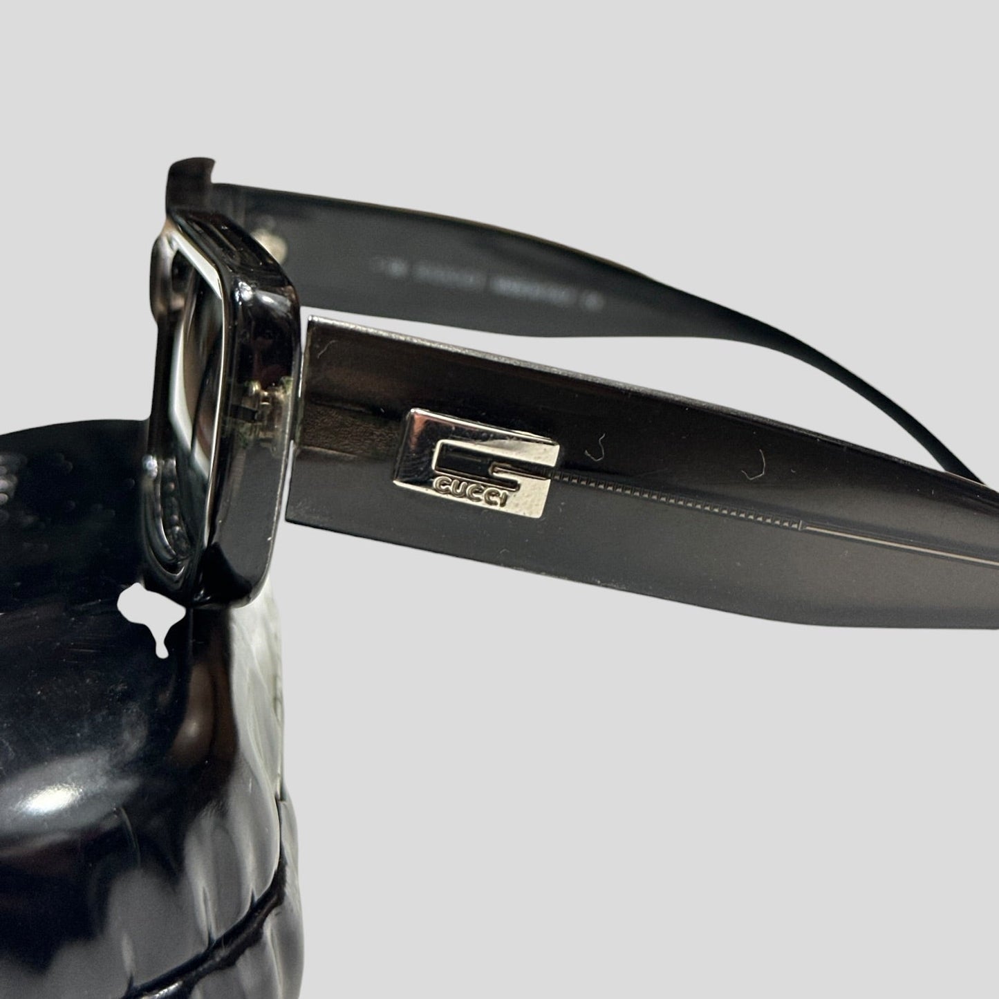 Gucci by Tom Ford 1996 Blue Tint G Logo Square Sunglasses | O/S, Black