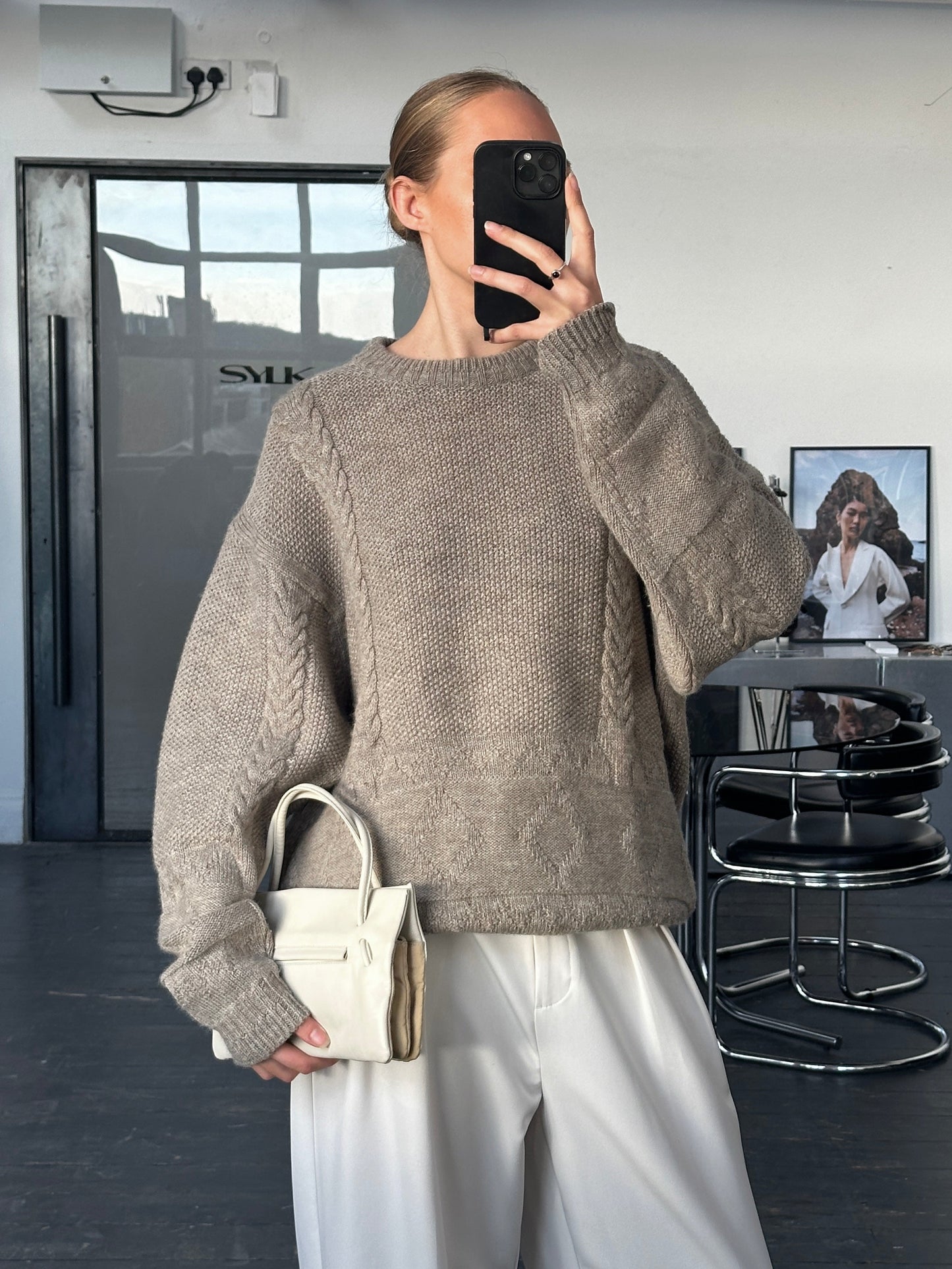 Italian Vintage 1990s Cable Knit Jumper - XL