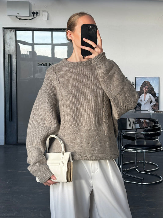 Italian Vintage 1990s Cable Knit Jumper - XL