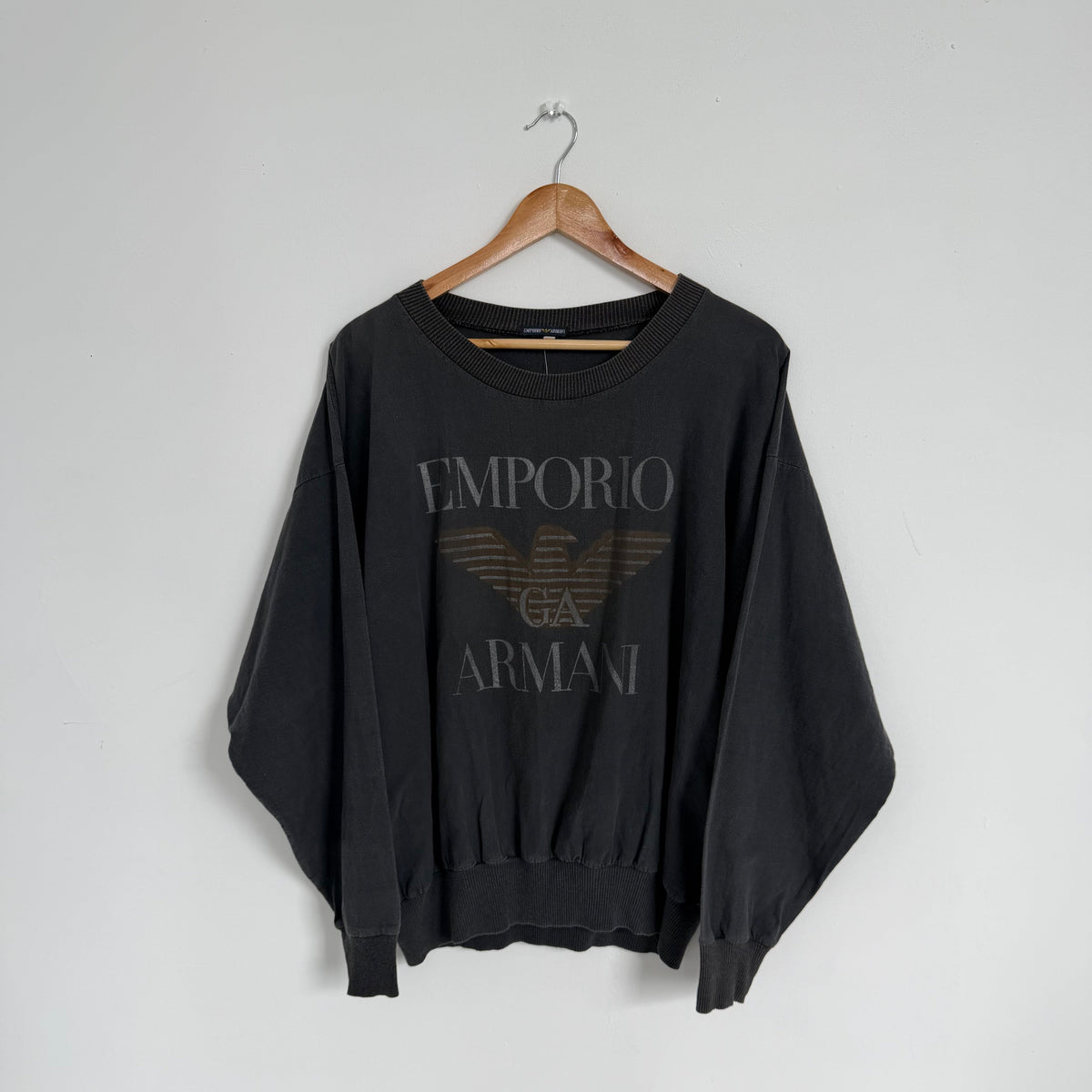 1980s emporio armani graphic pullover sweater | O/S, Black