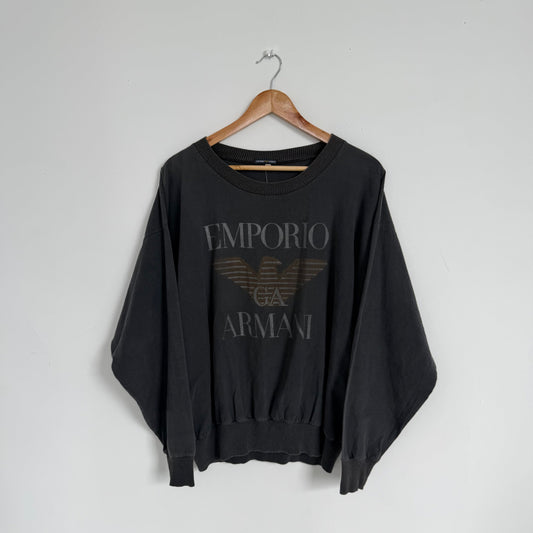 1980s emporio armani graphic pullover sweater | O/S, Black
