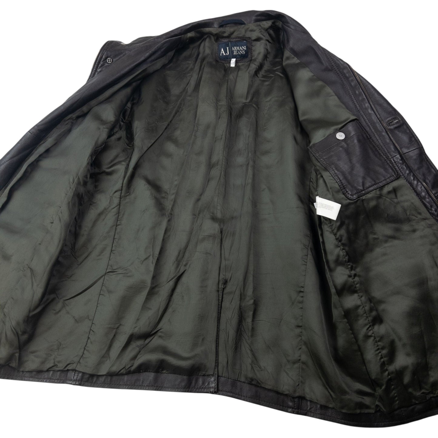 Vintage 2000s Armani Jeans Zip Up Leather Jacket Size L | Large, Black