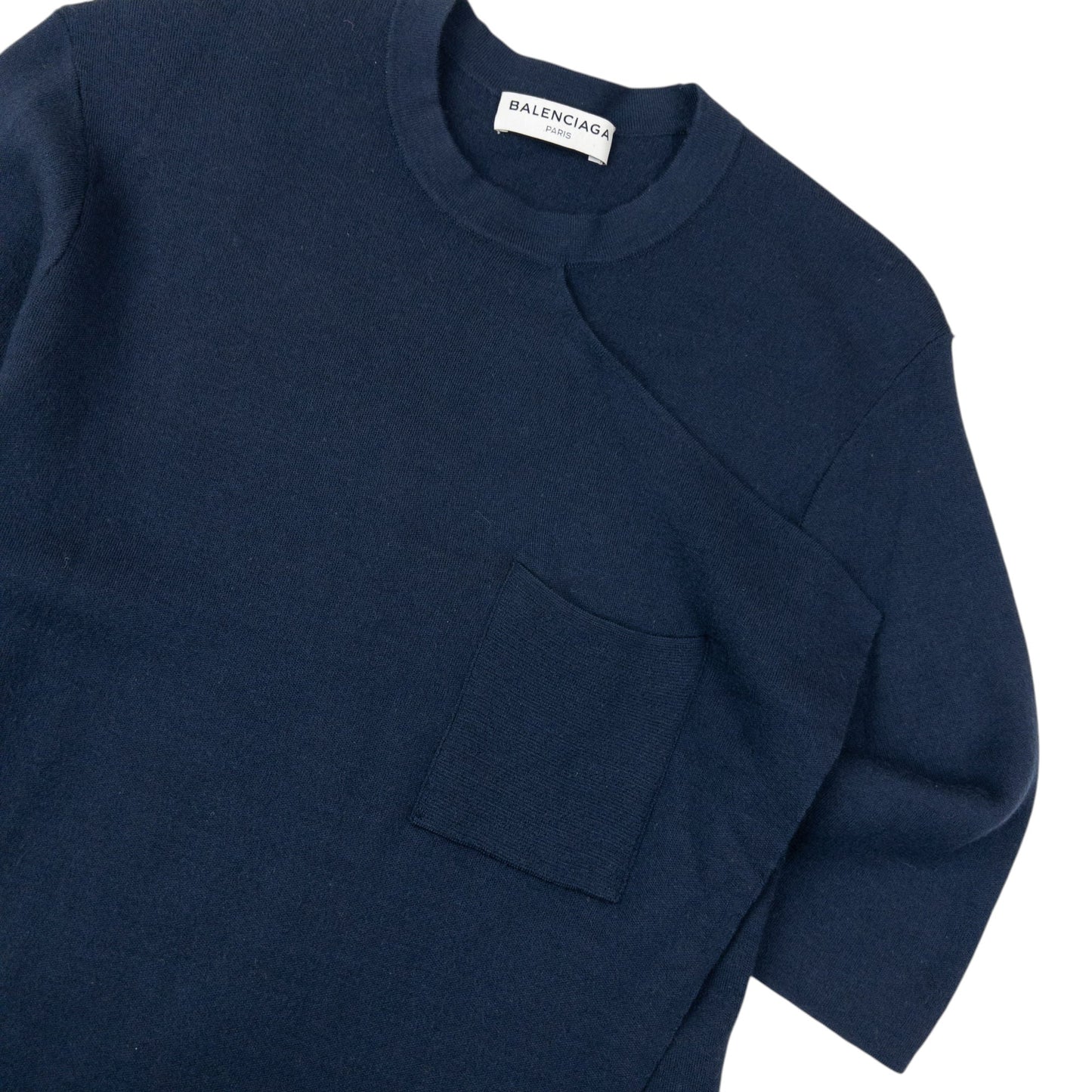 Balenciaga Paris Asymmetric Wool Dress Womens Size S | Small, Navy