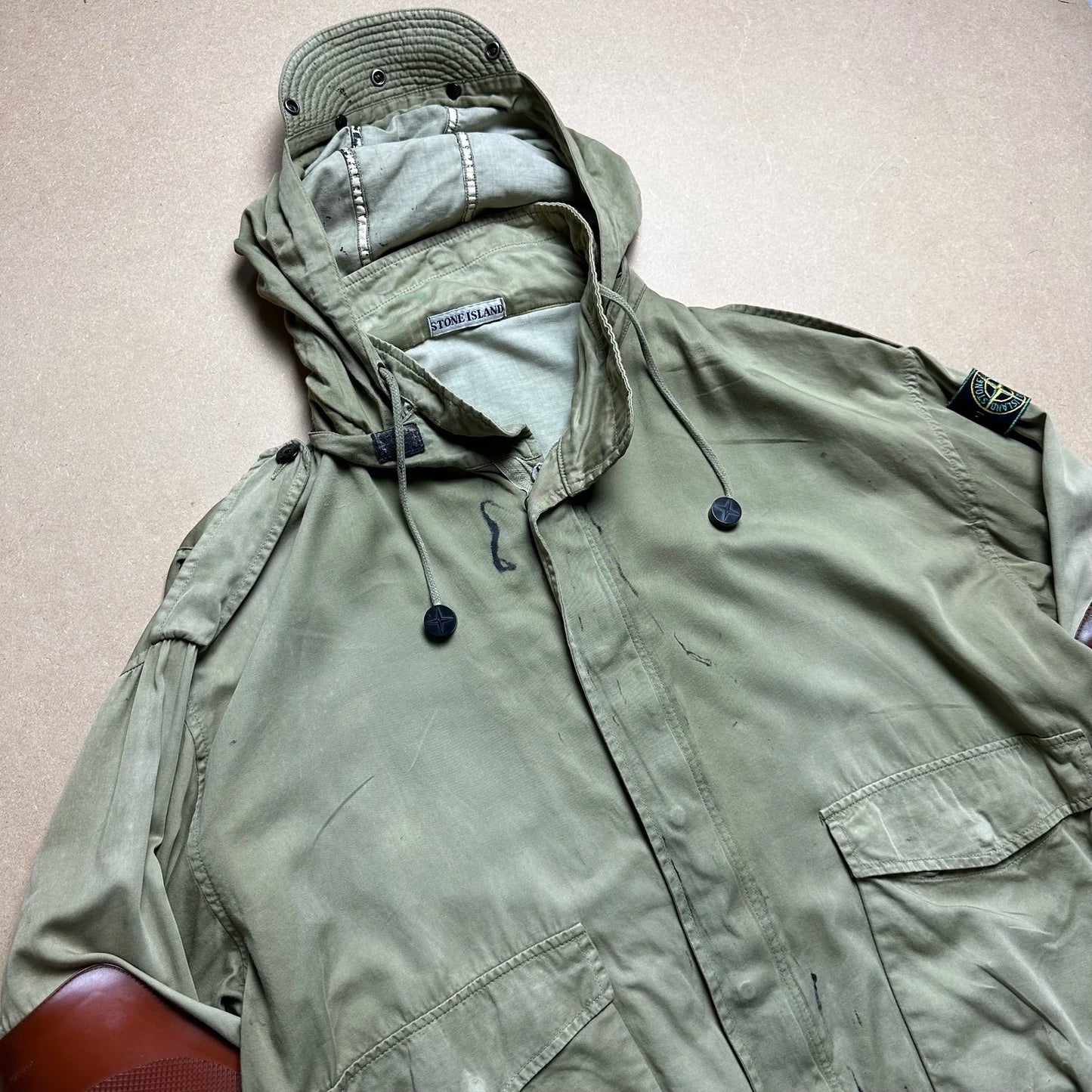 S/S 1988 Sage Green Raso Gommato Vulcanised Rubber Flight Jacket