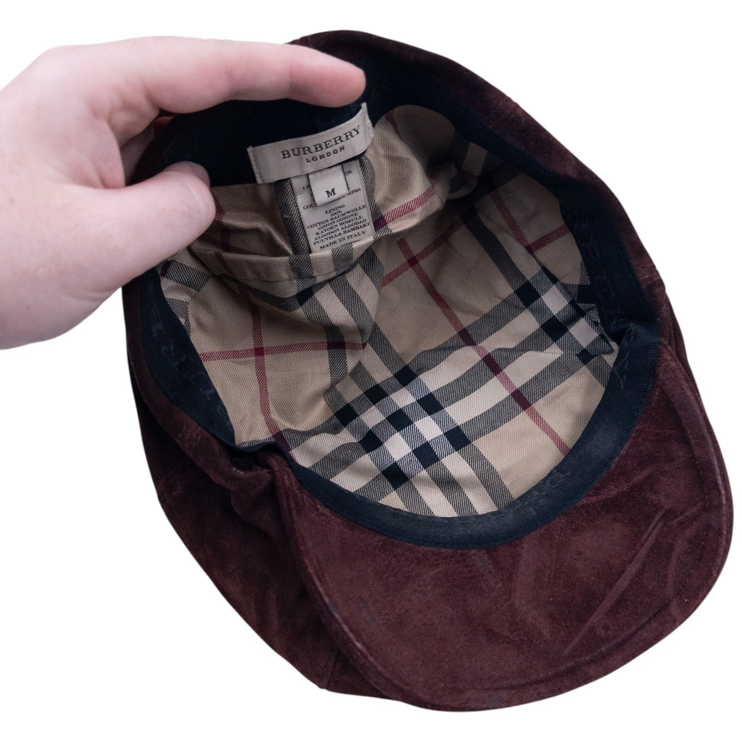 Vintage Burberry Suede Flat Cap Hat Size M