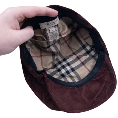 Vintage Burberry Suede Flat Cap Hat Size M