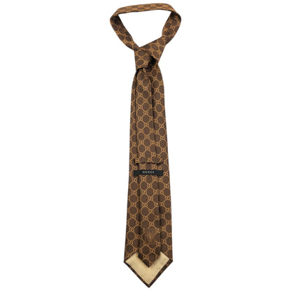 Vintage 2000s Gucci Monogram Silk Tie | O/S, Brown