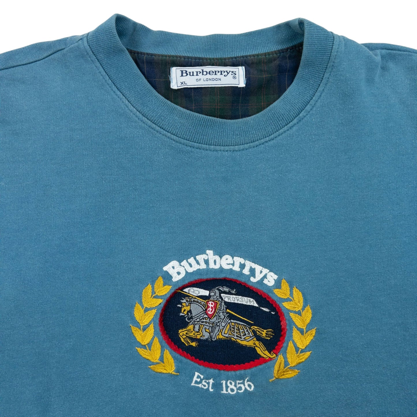 Vintage 90s Burberry Embroidered Sweatshirt Size M | Medium, Blue