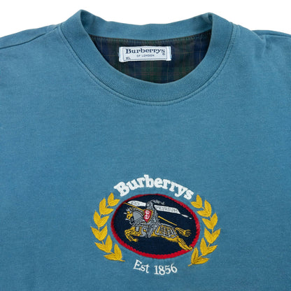 Vintage 90s Burberry Embroidered Sweatshirt Size M | Medium, Blue