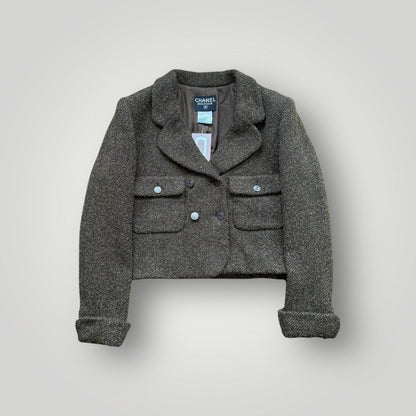 Chanel 1997 Cropped Tweed Lana Wool Blazer 40