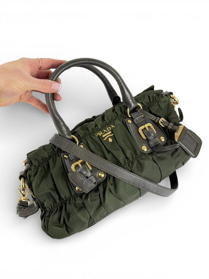 2010s Prada Nylon Tessuto Gaufre 2Way Handbag | O/S, Gold