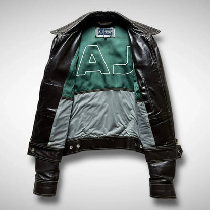 Armani Jeans Contrast Stitch Leather Jacket (2000s)