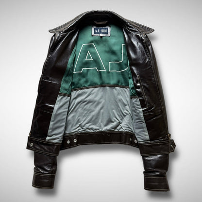 Armani Jeans Contrast Stitch Leather Jacket (2000s)