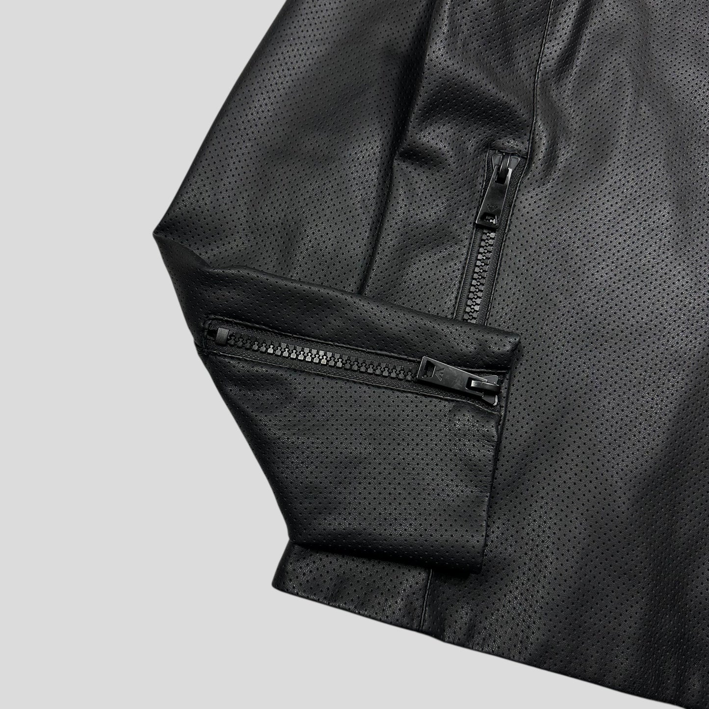 Emporio Armani Perforated Vinyl Mesh Lined Moto Jacket - IT52 (M) | Default Title, Black