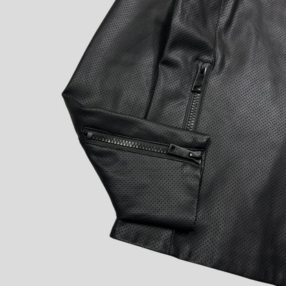 Emporio Armani Perforated Vinyl Mesh Lined Moto Jacket - IT52 (M) | Default Title, Black