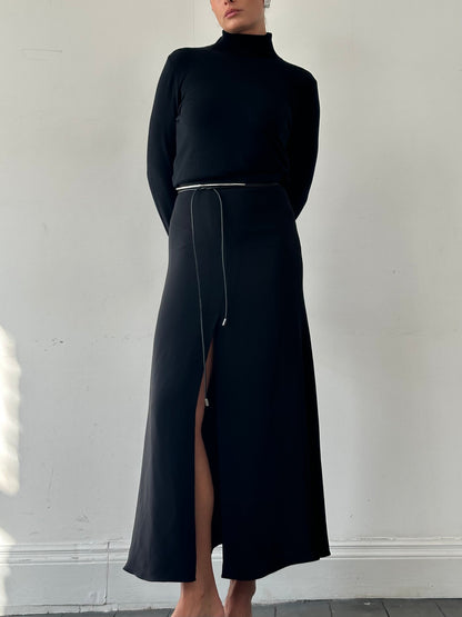Giorgio Armani SS2023 Pure Silk Split Front A-Line Maxi Skirt - W26