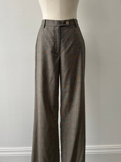 Italian Vintage 1990s Pure Wool Check Trousers - W28
