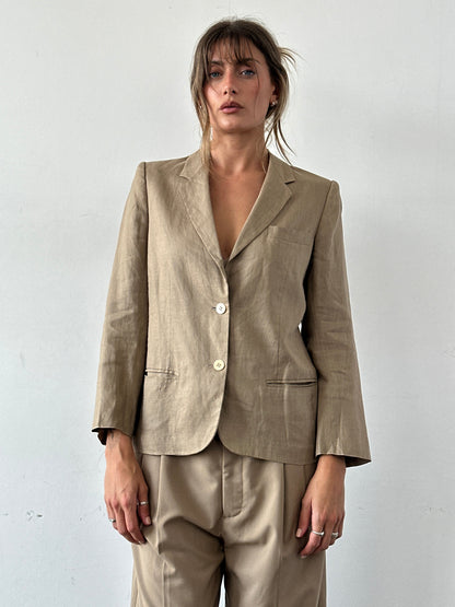 Max Mara 80s Pure Linen Lightweight Single Breasted Blazer - S