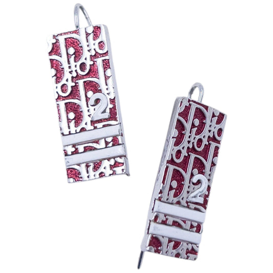 Vintage 2000s Dior By John Galliano Monogram Number Earrings | O/S, Red