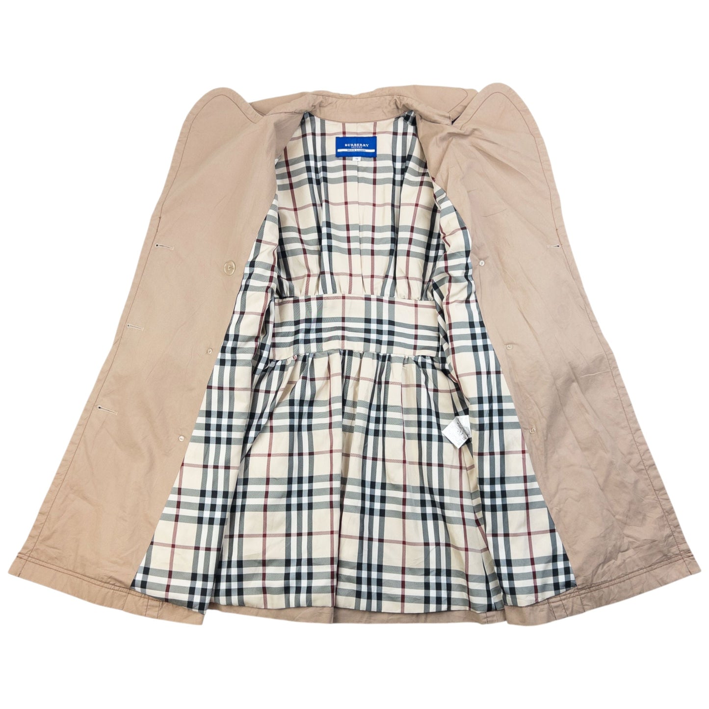 Vintage 2000s Burberry Blue Label Nova Check Lined Trench Jacket Womens Size M | Medium, Beige