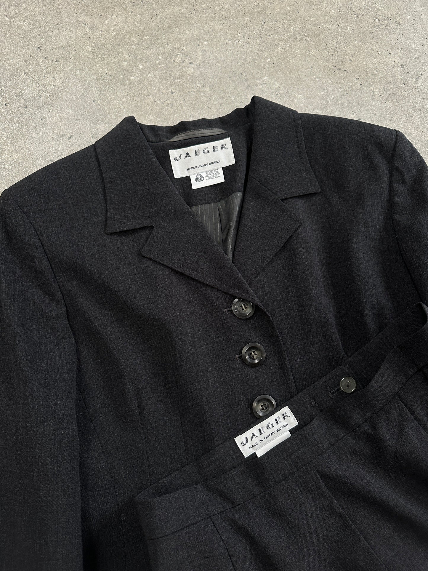 Jaeger 90s Pure Wool Two Piece Skirt Suit - M/W26