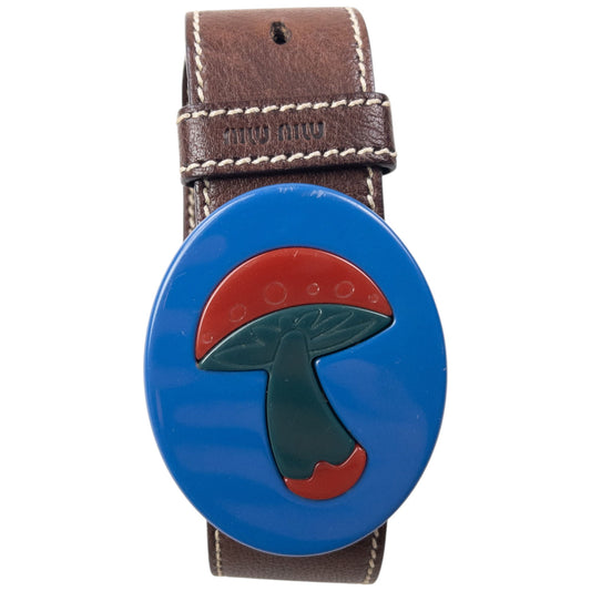 Vintage 2005 Miu Miu Mushroom Buckle Leather Belt Size L | O/S, Brown