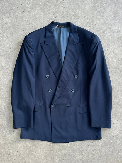 Italian Vintage 1990s Pure Tasmanian Wool Double Breasted Blazer - 42R/XL