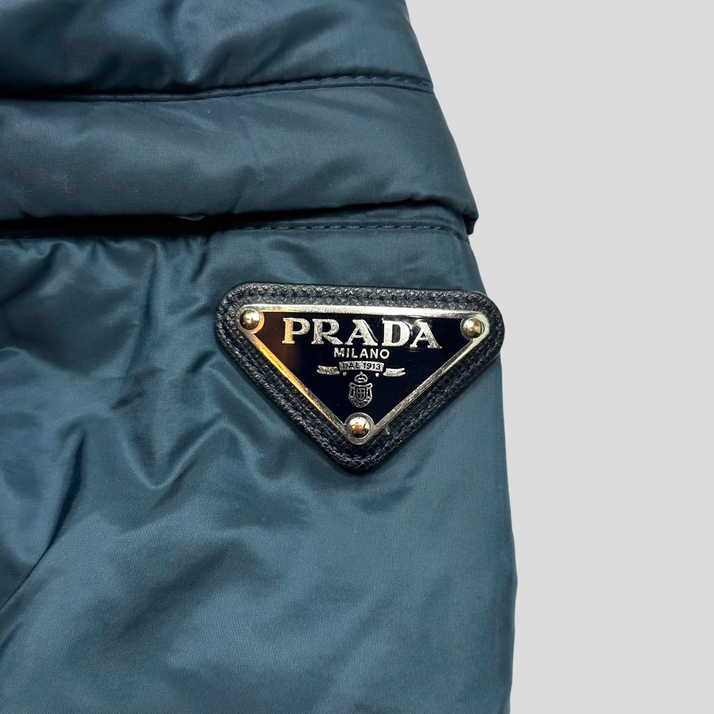 Prada Milano 2019 Metallic Blue Padded Nylon Windbreaker - S