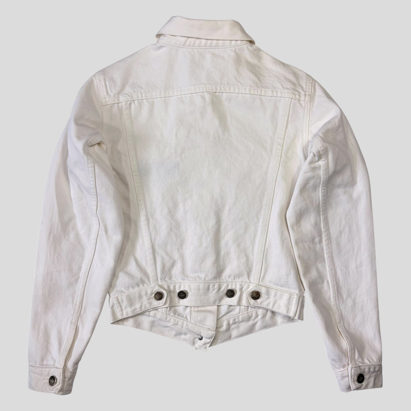 Gucci by Tom Ford 1999 White Denim Cropped Front Drop Jacket - IT40 | O/S, White