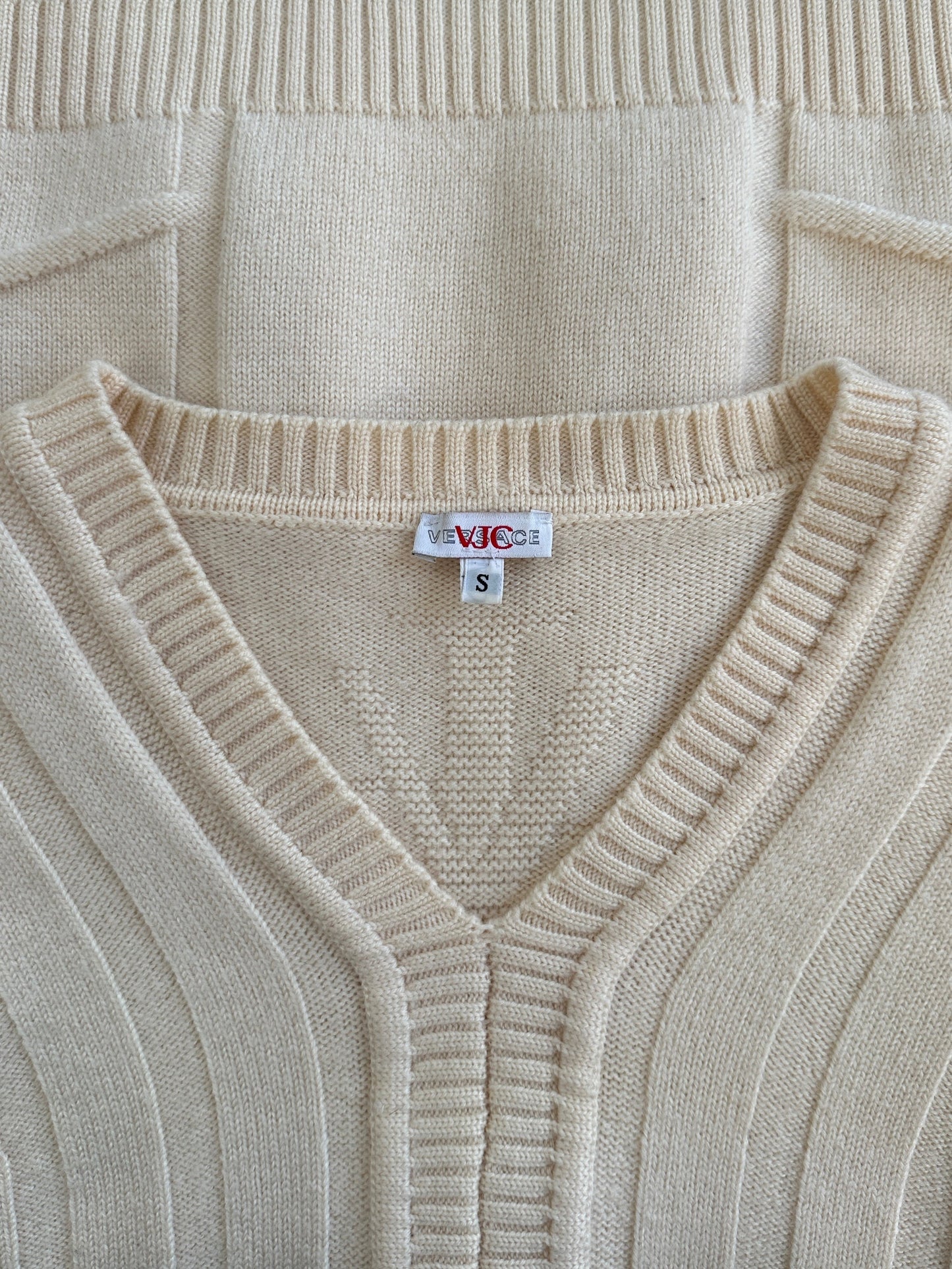 Versace Jeans Couture 2000s Pure Merino Wool Structured Knit Jumper - XS/S